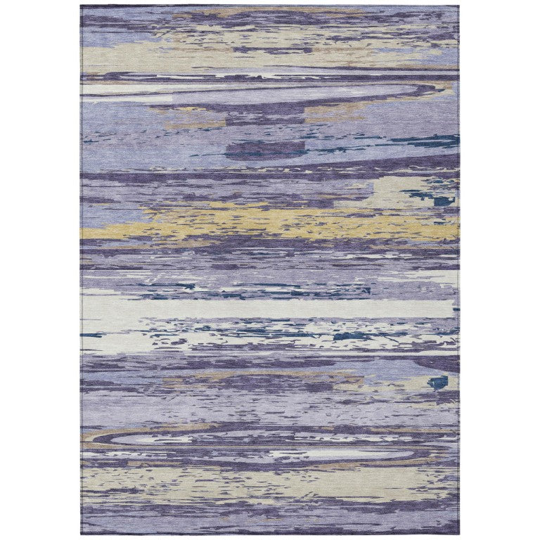 HomeRoots Striped Polyester Area Rug Washable Indoor Outdoor for Patio Foyer and Living Room Decor 5' x 8' 642264