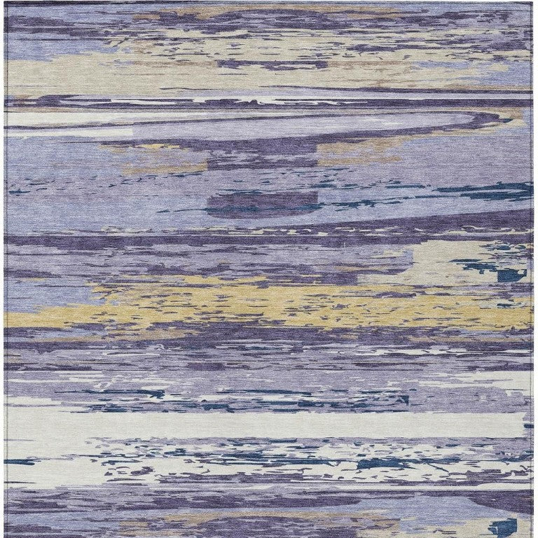 HomeRoots Striped Polyester Area Rug Washable Indoor Outdoor for Patio Foyer and Living Room Decor 5' x 8' 642264