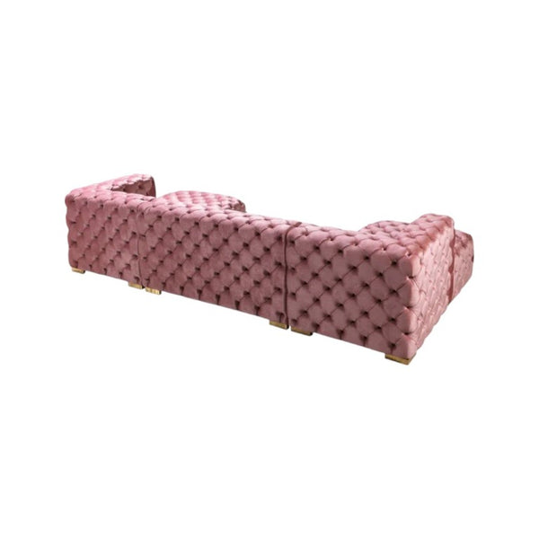 Tufted Velvet Modular U-shaped Sectional Sofa with Chaise Lounge and Accent Throw Pillows
