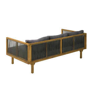 English Elm 2-piece Outdoor Acacia Patio Sofa Set with Rope Back and Round Coffee Table Dark Grey,Grey,Teak N770P354675A_N770P234486F