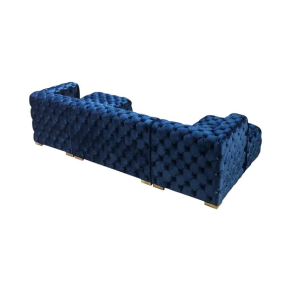 Tufted Velvet Modular U-shaped Sectional Sofa with Chaise Lounge and Accent Throw Pillows