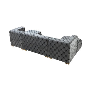 Tufted Velvet Modular U-shaped Sectional Sofa with Chaise Lounge and Accent Throw Pillows