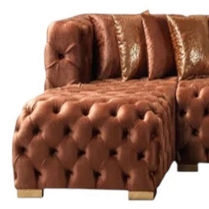 Tufted Velvet Modular U-shaped Sectional Sofa with Chaise Lounge and Accent Throw Pillows