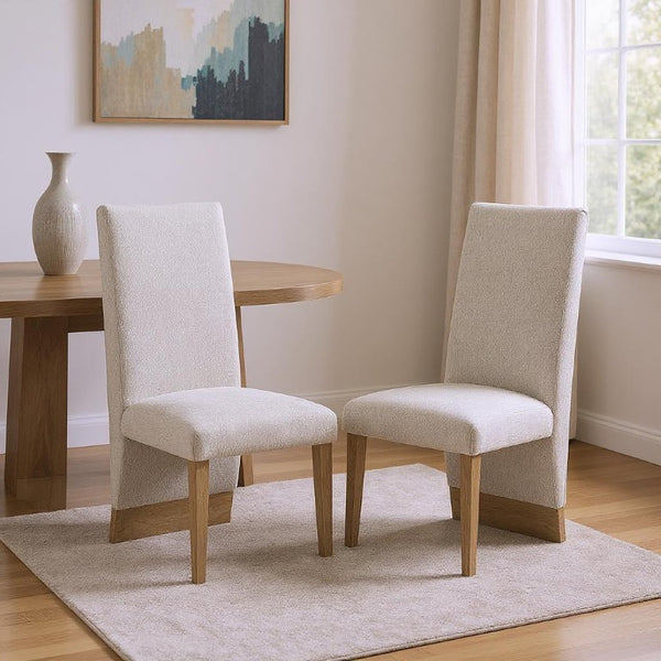 Set of Two Upholstered Dining Side Chairs with Solid Wood Legs for Modern Home Rooms