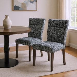 Set of Two Upholstered Dining Side Chairs with Solid Wood Legs for Modern Home Rooms
