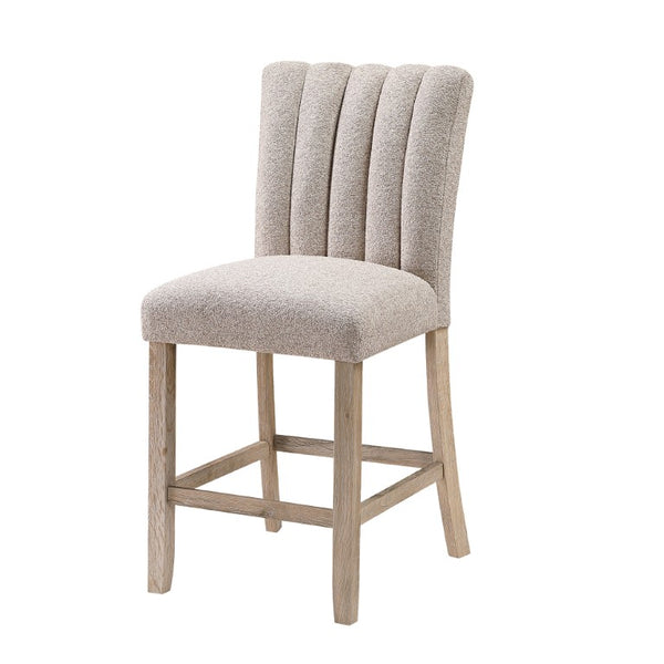 Set of Two Woven Fabric Barstools with Solid Wood Legs for Kitchen Counter Seating