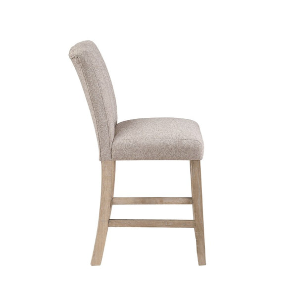 Set of Two Woven Fabric Barstools with Solid Wood Legs for Kitchen Counter Seating