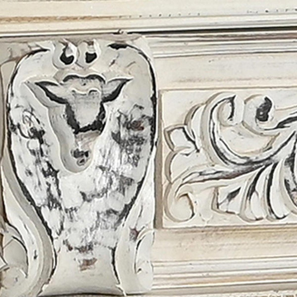 118 Inch Solid Wood Floral Carved Sideboard Six Drawers Six Doors Distressed Finish