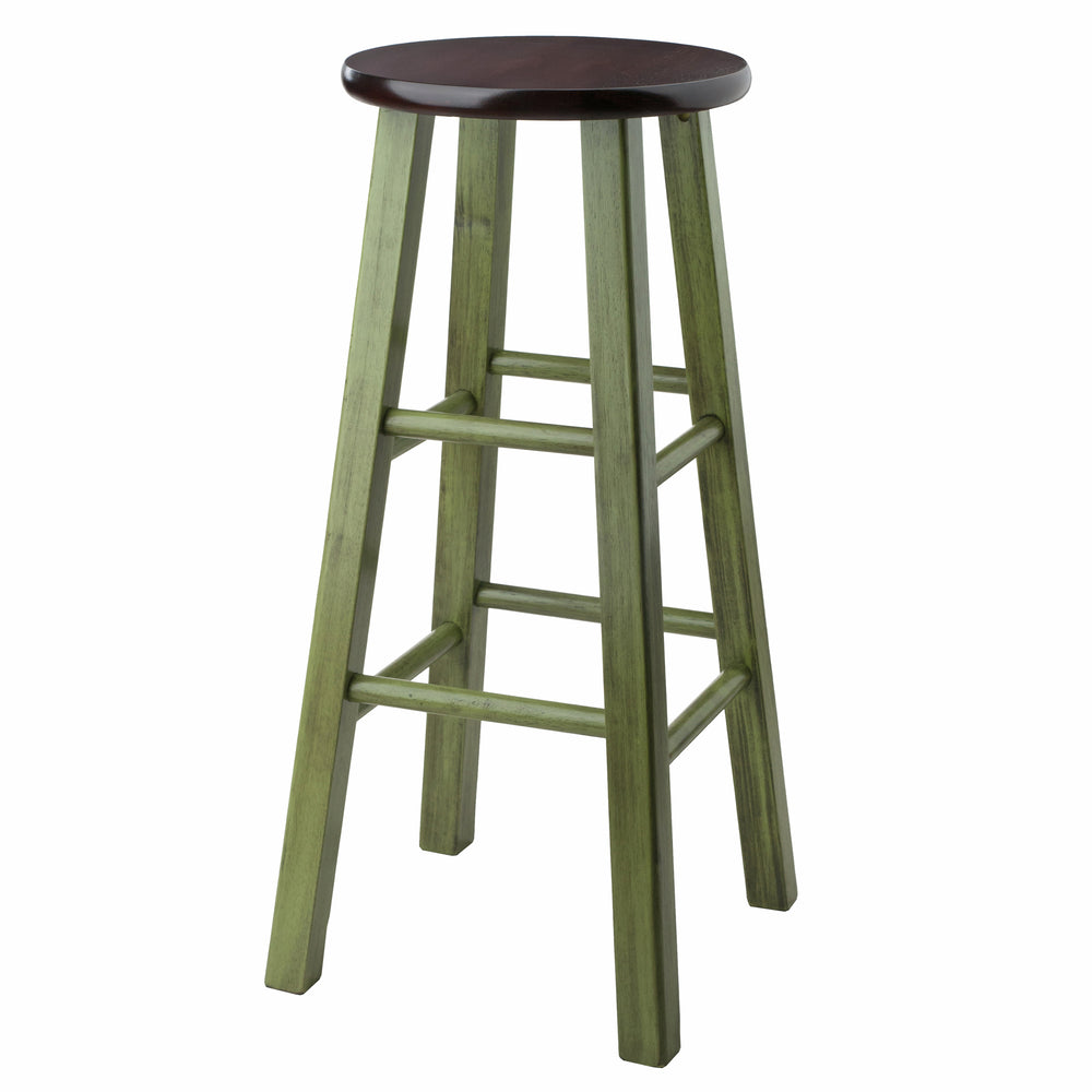 Winsome Wood Ivy Bar Stool - Rustic Green & Walnut Seat, 29” High, Perfect For Kitchen & Home Decor Charm Rustic Green ,Walnut Solid Wood 64230-winsome-wood