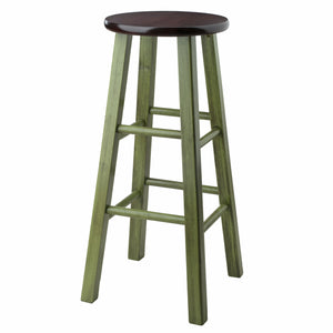 Winsome Wood Ivy Bar Stool - Rustic Green & Walnut Seat, 29” High, Perfect For Kitchen & Home Decor Charm Rustic Green ,Walnut Solid Wood 64230-winsome-wood