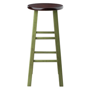 Winsome Wood Ivy Bar Stool - Rustic Green & Walnut Seat, 29” High, Perfect For Kitchen & Home Decor Charm Rustic Green ,Walnut Solid Wood 64230-winsome-wood