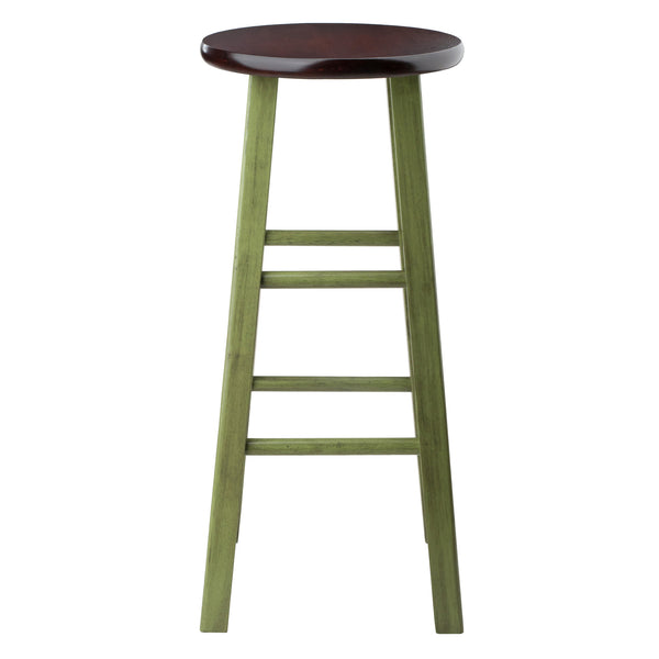 Winsome Wood Ivy Bar Stool - Rustic Green & Walnut Seat, 29” High, Perfect For Kitchen & Home Decor Charm Rustic Green ,Walnut Solid Wood 64230-winsome-wood