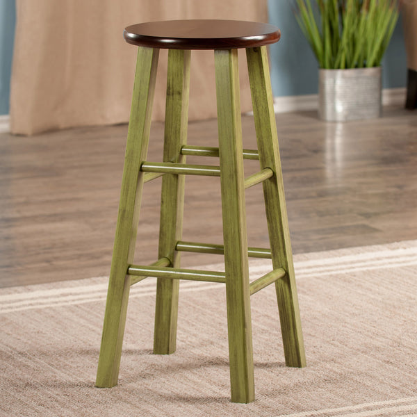 Winsome Wood Ivy Bar Stool - Rustic Green & Walnut Seat, 29” High, Perfect For Kitchen & Home Decor Charm Rustic Green ,Walnut Solid Wood 64230-winsome-wood