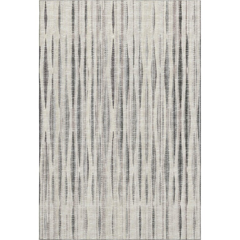 HomeRoots 9x12 Striped Washable Polyester Area Rug for Indoor Outdoor Patios and Living Rooms 642324