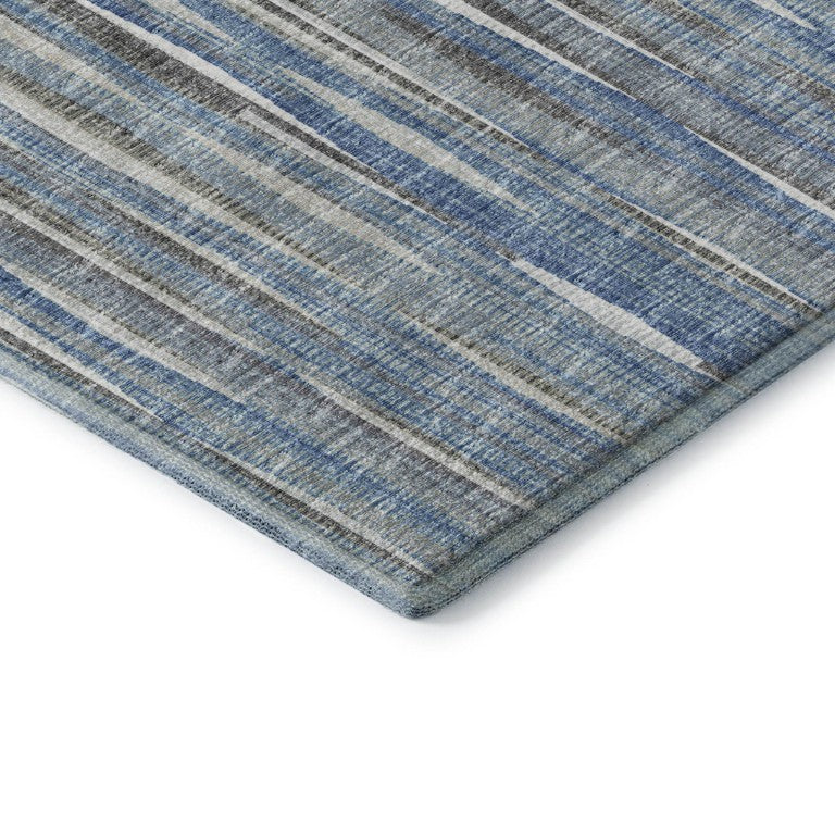 8 Foot Round Striped Polyester Indoor Outdoor Rug Washable Coastal Patio Decor