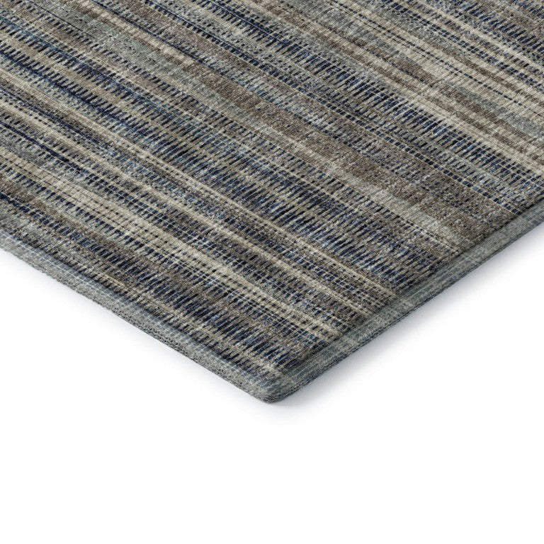 8 Foot Round Striped Polyester Area Rug for Patios Entryways and High Traffic Spaces