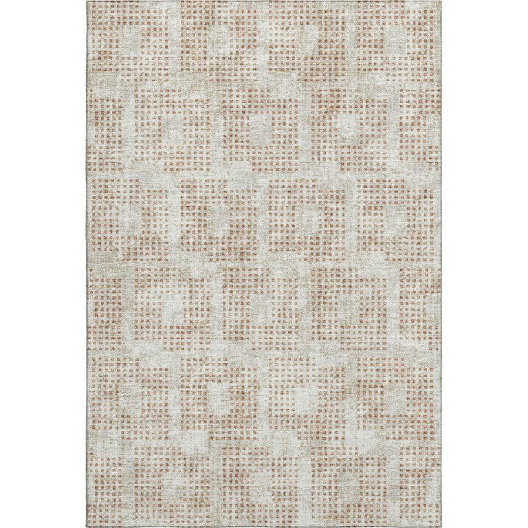 HomeRoots Geometric Washable Polyester Area Rug Low Pile Stain Resistant Indoor Outdoor Felt Back 5' x 8' 642423