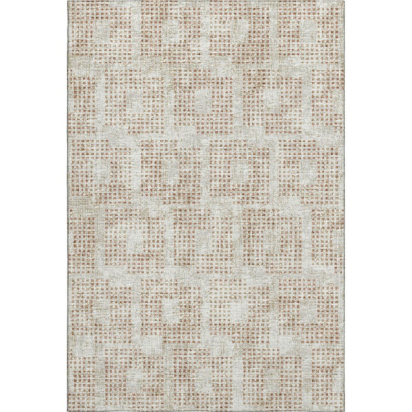 HomeRoots Geometric Washable Polyester Area Rug Low Pile Stain Resistant Indoor Outdoor Felt Back 5' x 8' 642423