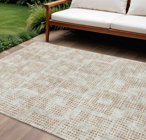 Geometric Washable Polyester Area Rug Low Pile Stain Resistant Indoor Outdoor Felt Back