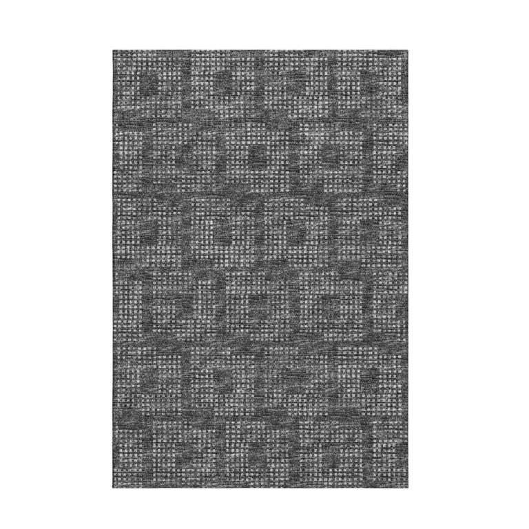 HomeRoots 5x8 Geometric Polyester Area Rug Washable Indoor Outdoor for Patio or Living Room 642459
