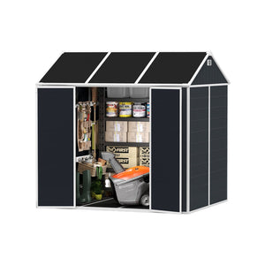 English Elm 8*7ft Outdoor Resin Storage Shed with Double Door Windows and Uv Resistant Floor W1598S00028