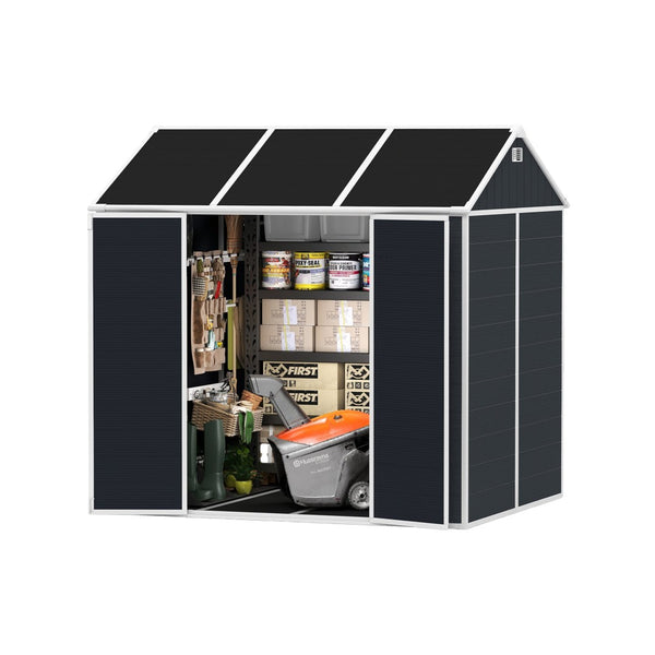 English Elm 8*7ft Outdoor Resin Storage Shed with Double Door Windows and Uv Resistant Floor W1598S00028