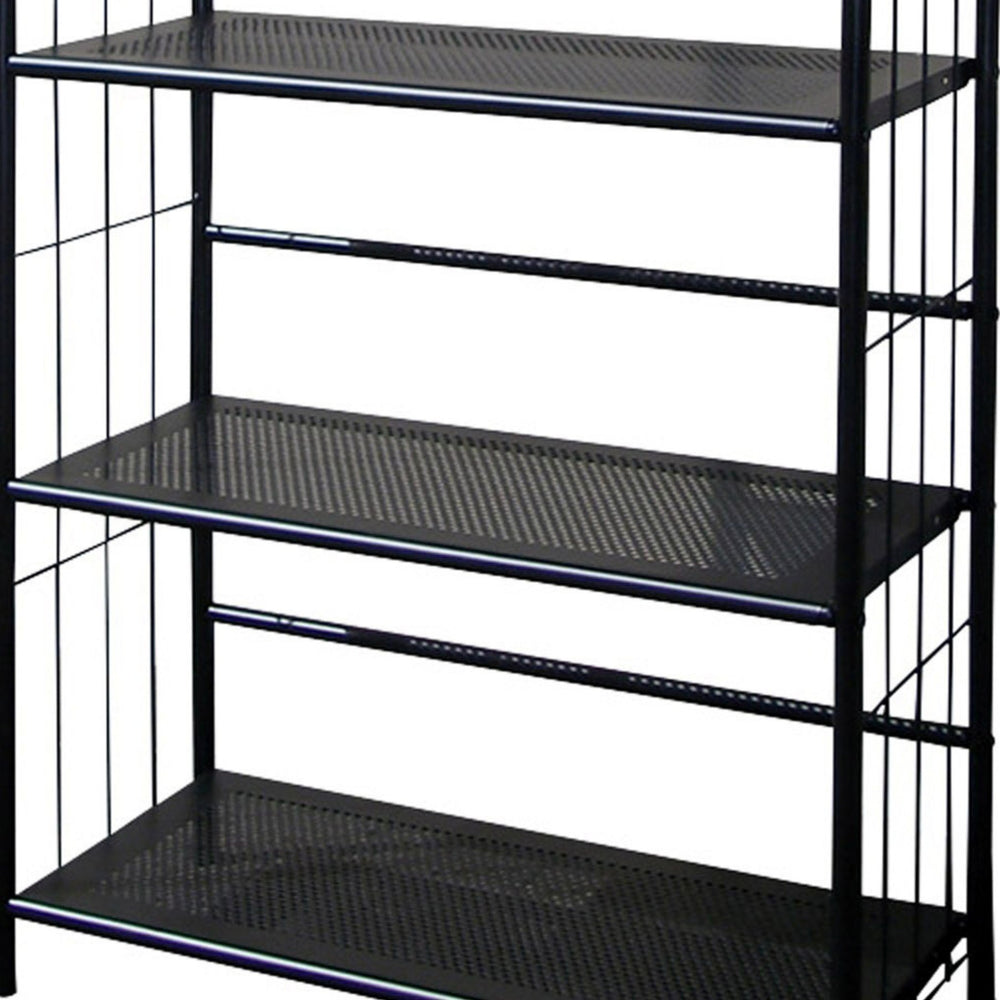 English Elm 49" 4-Tier Metal Standing Bookshelf in Black Finish — Slim 37x14 Organizer, Sturdy, Easy Assembly, Versatile Decor B072115891
