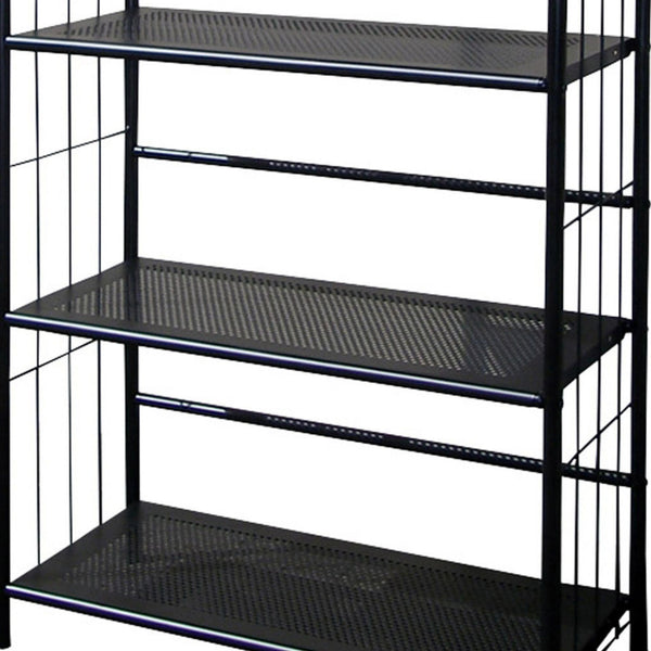 English Elm 49" 4-Tier Metal Standing Bookshelf in Black Finish — Slim 37x14 Organizer, Sturdy, Easy Assembly, Versatile Decor B072115891