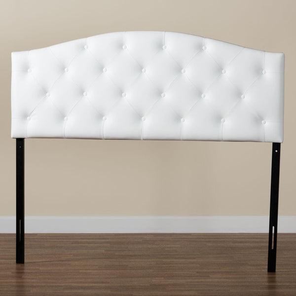 Baxton Studio Baxton Myra Modern Full Size White Faux Leather Upholstered Headboard with Button-Tufted Design BBT6505-White-Full HB
