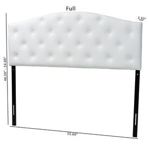 Baxton Studio Baxton Myra Modern Queen Size White Faux Leather Scalloped Headboard with Elegant Button-Tufting BBT6505-White-Queen HB