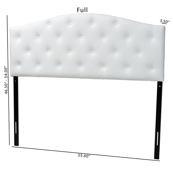 Baxton Studio Baxton Myra Modern Full Size White Faux Leather Upholstered Headboard with Button-Tufted Design BBT6505-White-Full HB