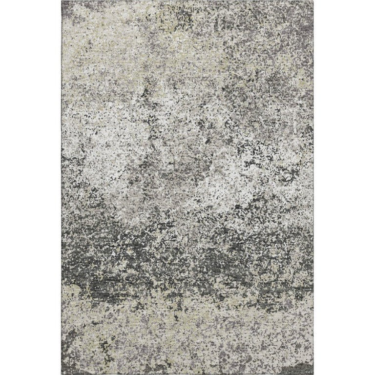 HomeRoots Abstract Washable Polyester Area Rug for Indoor Outdoor Living Spaces in Gray Charcoal Tones 5' x 8' 642531