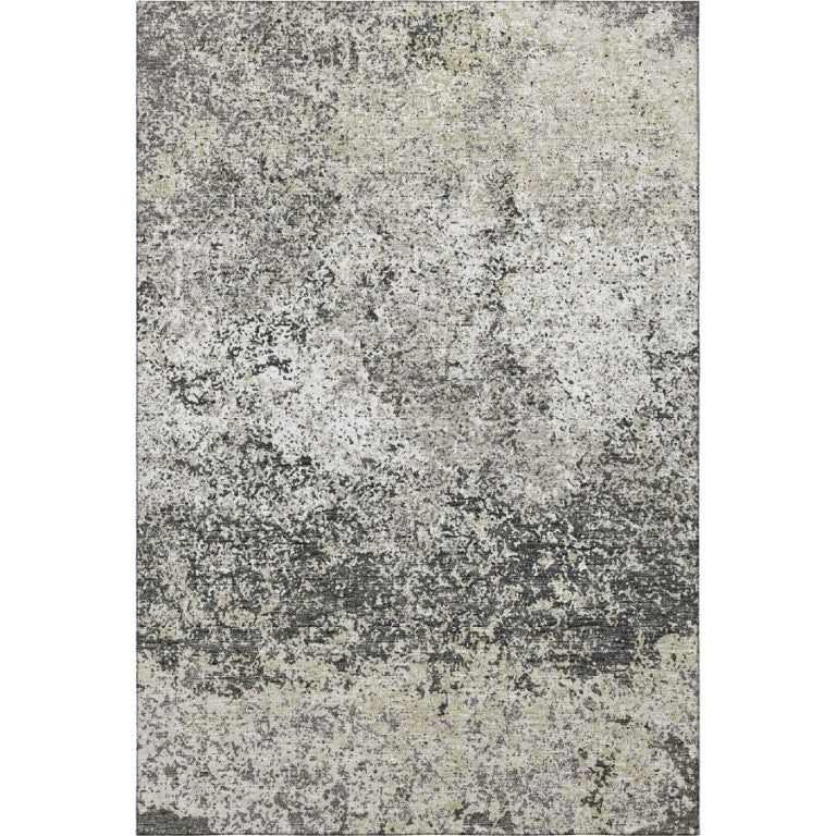HomeRoots Abstract Washable Polyester Area Rug for Indoor Outdoor Living Spaces in Gray Charcoal Tones 5' x 8' 642531