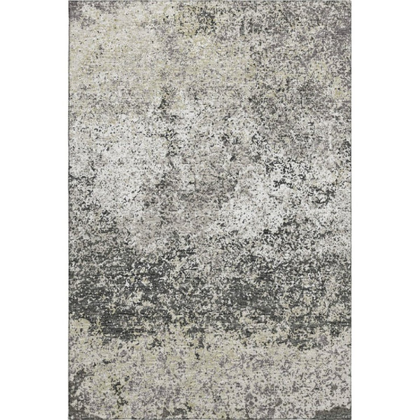 Abstract Washable Polyester Area Rug for Indoor Outdoor Living Spaces in Gray Charcoal Tones