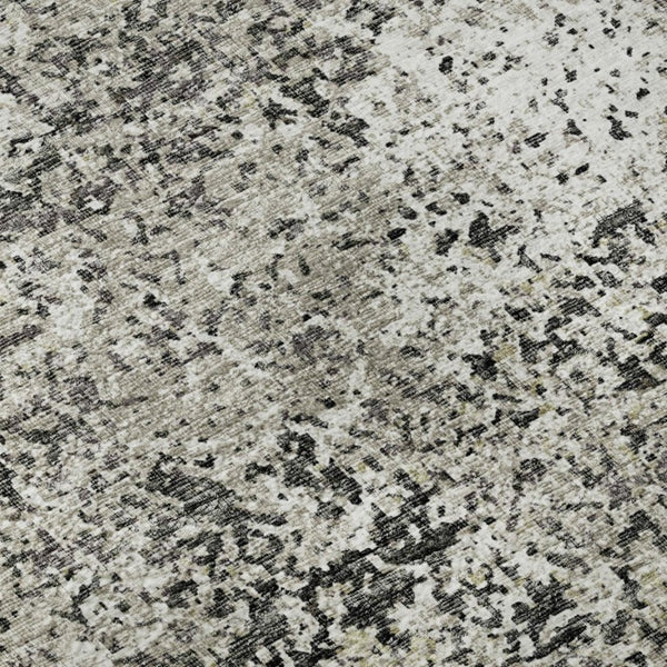 Abstract Washable Polyester Area Rug for Indoor Outdoor Living Spaces in Gray Charcoal Tones