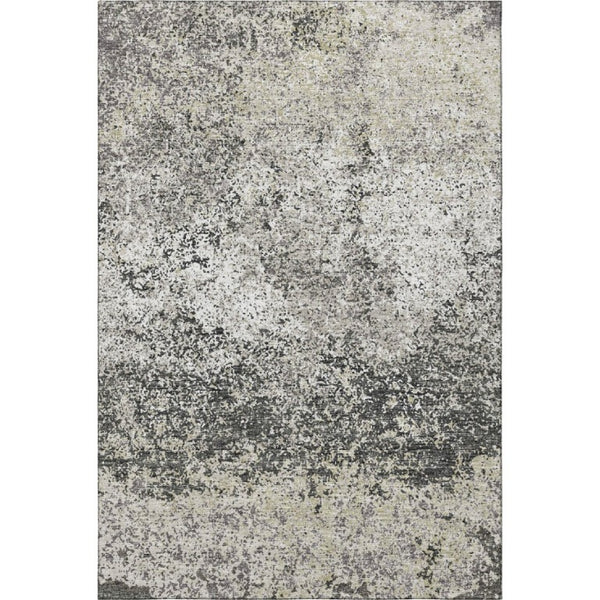 Abstract Washable Polyester Area Rug for Indoor Outdoor Living Spaces in Gray Charcoal Tones