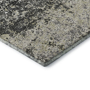 Abstract Washable Polyester Area Rug for Indoor Outdoor Living Spaces in Gray Charcoal Tones