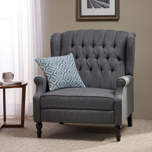 English Elm Oversized Wingback Manual Recliner with Tufted Back Nailhead Detail for Living Room 64257.00CHAR