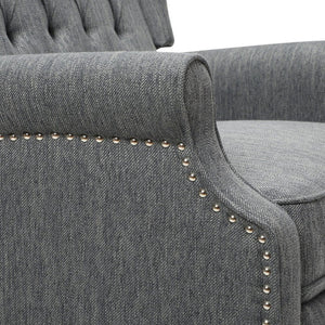 English Elm Oversized Wingback Manual Recliner with Tufted Back Nailhead Detail for Living Room 64257.00CHAR