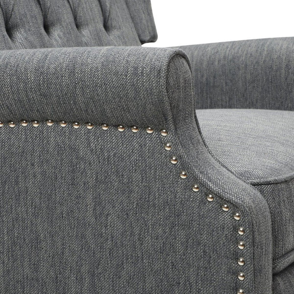 English Elm Oversized Wingback Manual Recliner with Tufted Back Nailhead Detail for Living Room 64257.00CHAR