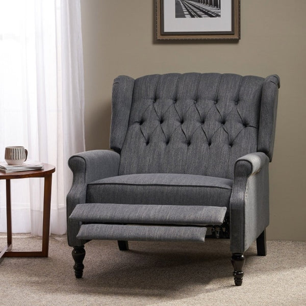 English Elm Oversized Wingback Manual Recliner with Tufted Back Nailhead Detail for Living Room 64257.00CHAR