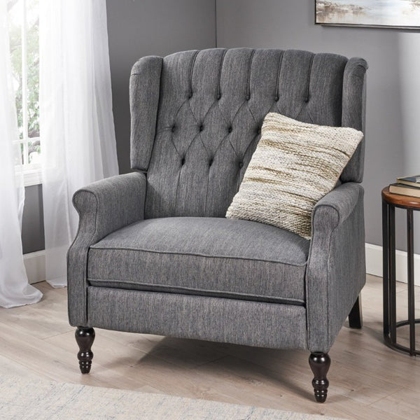 English Elm Oversized Wingback Manual Recliner with Tufted Back Nailhead Detail for Living Room 64257.00CHAR