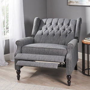 English Elm Oversized Wingback Manual Recliner with Tufted Back Nailhead Detail for Living Room 64257.00CHAR