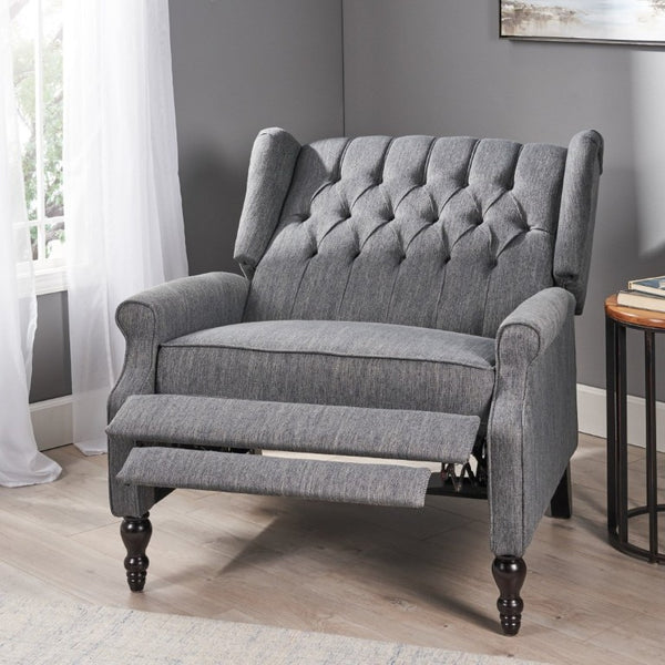 English Elm Oversized Wingback Manual Recliner with Tufted Back Nailhead Detail for Living Room 64257.00CHAR