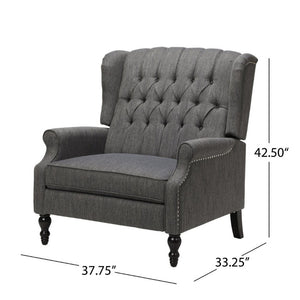 English Elm Oversized Wingback Manual Recliner with Tufted Back Nailhead Detail for Living Room 64257.00CHAR
