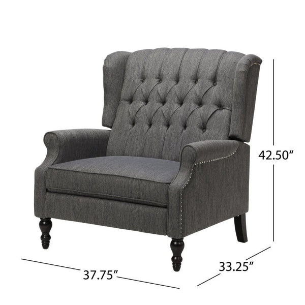 English Elm Oversized Wingback Manual Recliner with Tufted Back Nailhead Detail for Living Room 64257.00CHAR