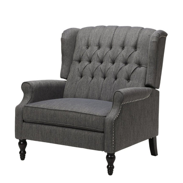 English Elm Oversized Wingback Manual Recliner with Tufted Back Nailhead Detail for Living Room 64257.00CHAR