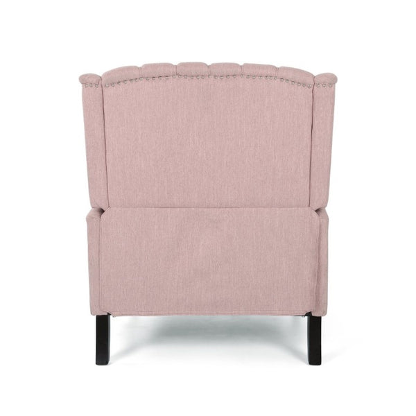 English Elm Oversized Wingback Push Back Recliner with Tufted Fabric and Hand Applied Nailhead Trim 64257.00LBLSH