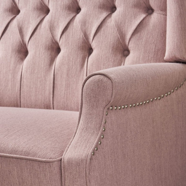 English Elm Oversized Wingback Push Back Recliner with Tufted Fabric and Hand Applied Nailhead Trim 64257.00LBLSH