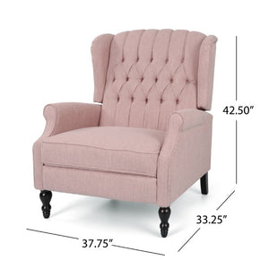 English Elm Oversized Wingback Push Back Recliner with Tufted Fabric and Hand Applied Nailhead Trim 64257.00LBLSH